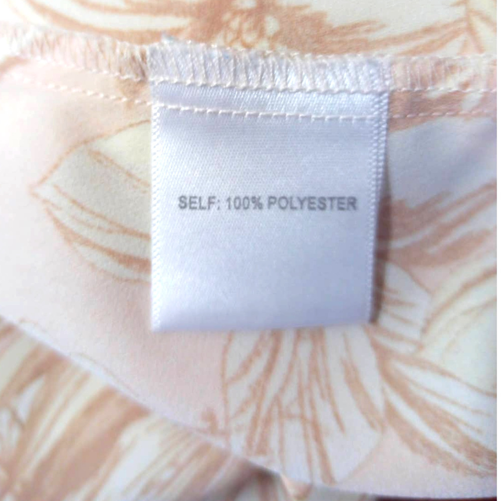 Cynthia Rowley Size M Floral Neutral Tan Beige Long Sleeve Button Up Blouse Work - Picture 7 of 8